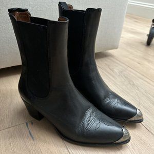 Ralph Lauren Western Boots Black Leather 7.5 But Fits 7 Better